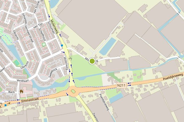 Ambulance-melding op Molenweg, Monster op 7 mei, kaart-overzicht