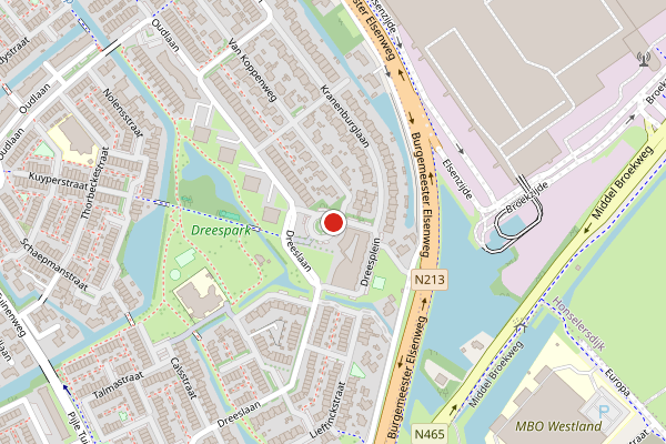 Brandweer-melding op Dreesplein, Naaldwijk op 4 juli, kaart-overzicht