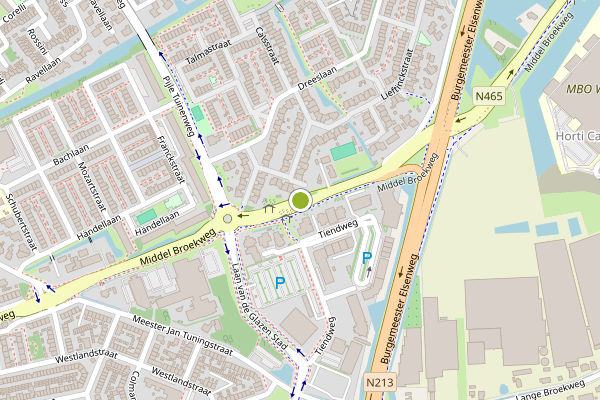 Ambulance-melding op Middel Broekweg, Naaldwijk op 5 juli, kaart-overzicht