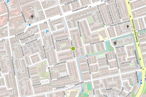 Ambulance-melding op Populierenstraat, 's-Gravenzande op 8 mei, kaart-overzicht