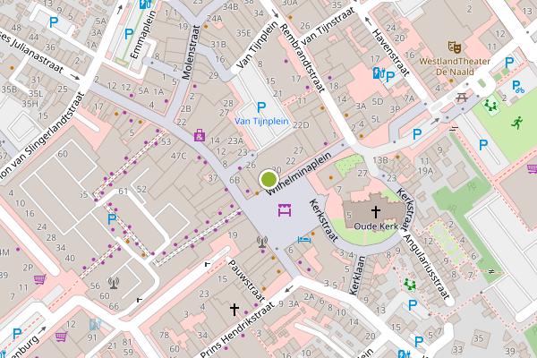 Ambulance-melding op Wilhelminaplein, Naaldwijk op 7 juli, kaart-overzicht