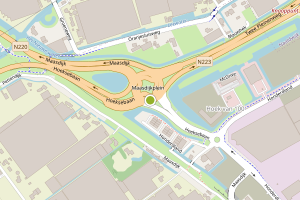 Ambulance-melding op Maasdijkplein, Maasdijk op 10 juli, kaart-overzicht