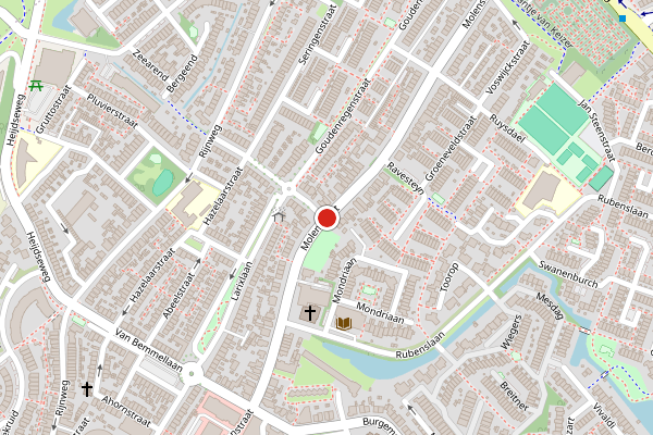 Brandweer-melding op Molenstraat, Monster op 11 juli, kaart-overzicht