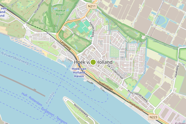 Ambulance-melding op ons, Hoek van Holland op 9 mei, kaart-overzicht