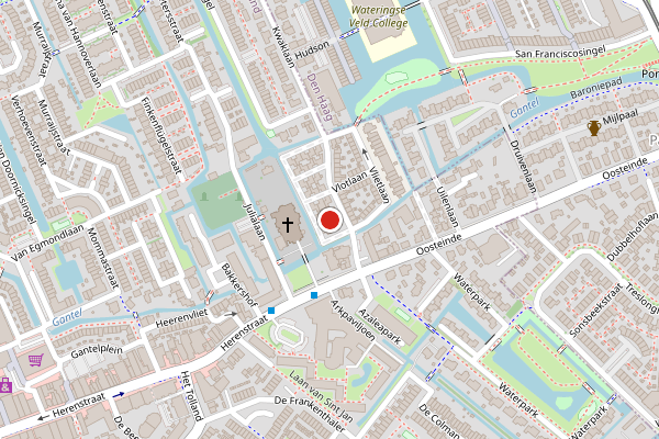 Brandweer-melding op Kerkevoetpad, Wateringen op 12 juli, kaart-overzicht