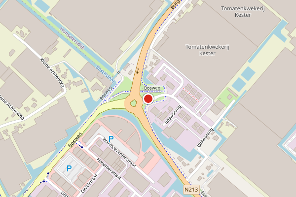 Brandweer-melding op Boswoning, Honselersdijk op 14 juli, kaart-overzicht
