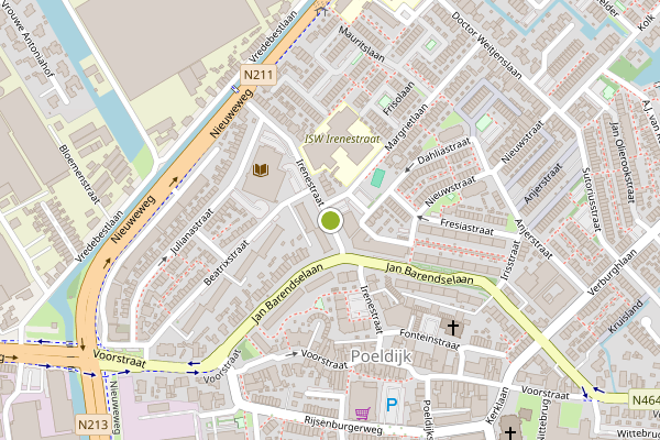 Ambulance-melding op Irenestraat, Poeldijk op 1 juli, kaart-overzicht