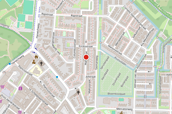 Brandweer-melding op Mahustraat, Hoek van Holland op 21 juli, kaart-overzicht