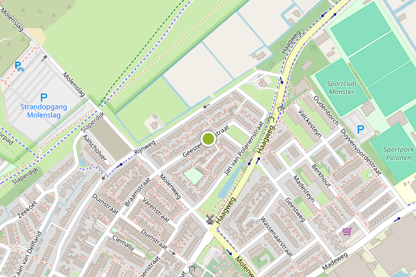 Ambulance-melding op Geesterwijckstraat, Monster op 22 juli, kaart-overzicht