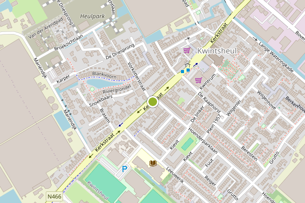 Ambulance-melding op Kerkstraat, Kwintsheul op 17 mei, kaart-overzicht