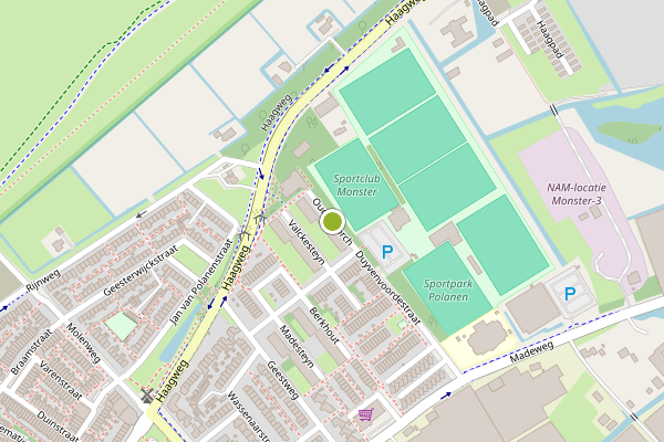 Ambulance-melding op Oudenborch, Monster op 30 juli, kaart-overzicht