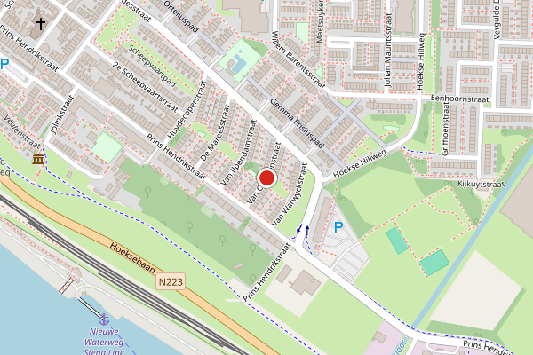 Brandweer-melding op Van Caerdenstraat, Hoek van Holland op 19 mei, kaart-overzicht