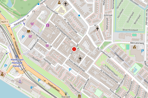 Brandweer-melding op Schoolstraat, Hoek van Holland op 7 augustus, kaart-overzicht