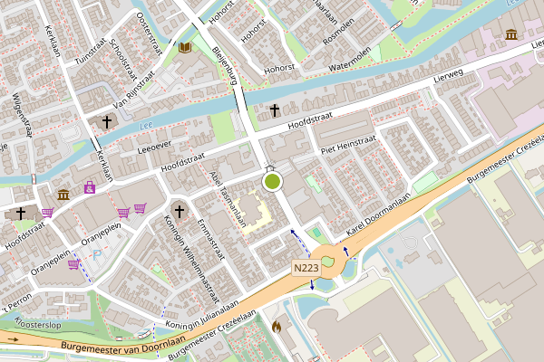 Ambulance-melding op Michiel Adriaensz. de Ruijterstraat, De Lier op 29 mei, kaart-overzicht