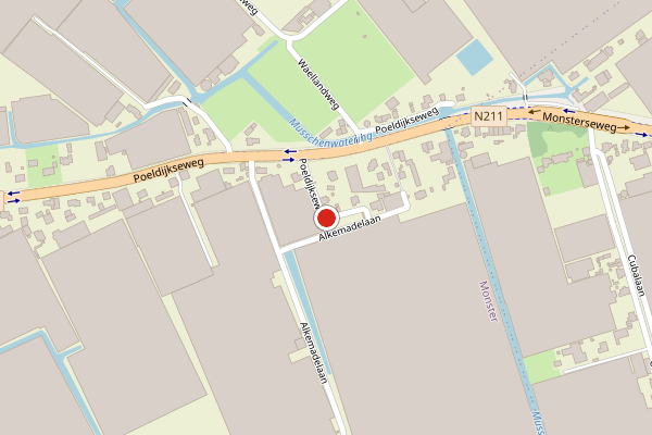 Brandweer-melding op Poeldijkseweg, Monster op 29 mei, kaart-overzicht