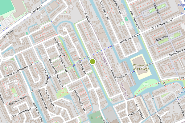 Ambulance-melding op Singel, Wateringen op 14 juni, kaart-overzicht