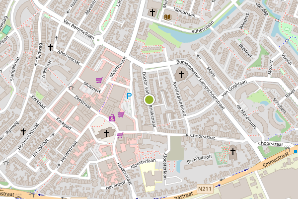 Ambulance-melding op Dr van den Brinkstraat, Monster op 14 juni, kaart-overzicht