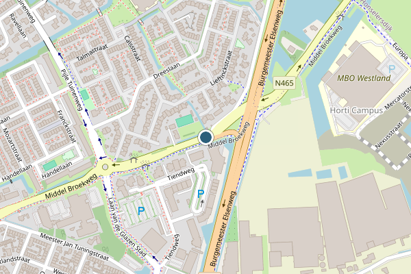 Politie-melding op Middel Broekweg, Naaldwijk op 6 mei, kaart-overzicht