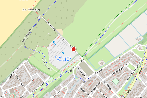 Brandweer-melding op Molenslag, Monster op 5 mei, kaart-overzicht