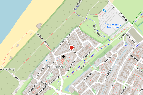 Brandweer-melding op Arie Tukstraat, Ter Heijde op 19 maart, kaart-overzicht