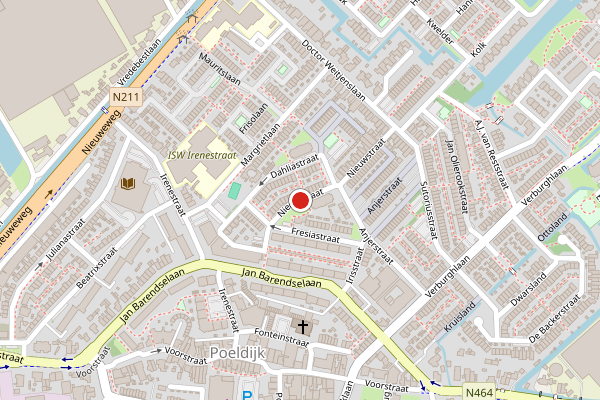 Brandweer-melding op Nieuwstraat, Poeldijk op 25 juni, kaart-overzicht